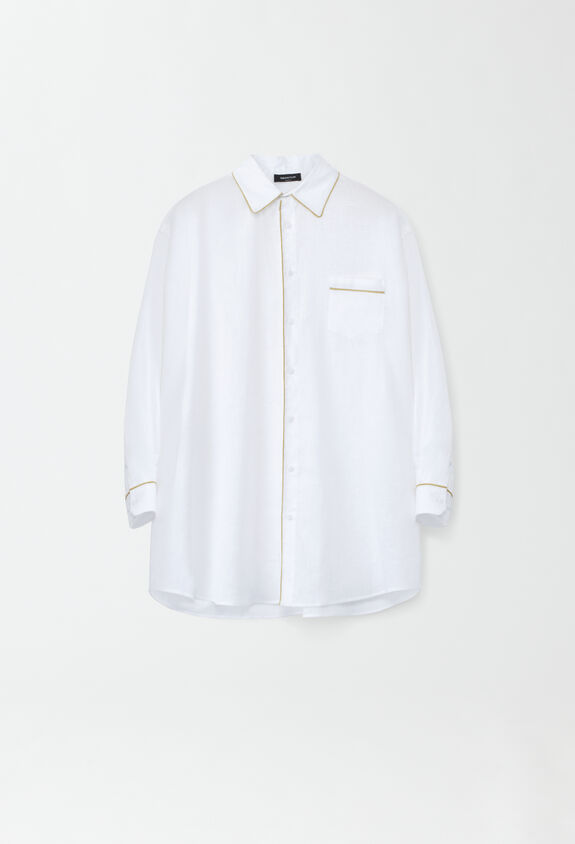 Fabiana Filippi LINEN CLOTH OVERSIZE SHIRT WITH CONTRAST PIPING OPTICAL WHITE CAD274F618H4970000