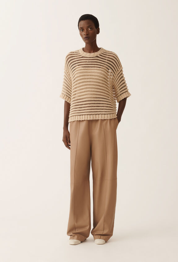 Fabiana Filippi Camel, albino and gold lurex sweater BROWN MAD215F094L5200000