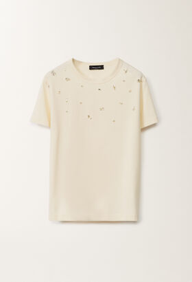Fabiana Filippi Jersey T-shirt, vanilla BLACK TPD265F630L2210000