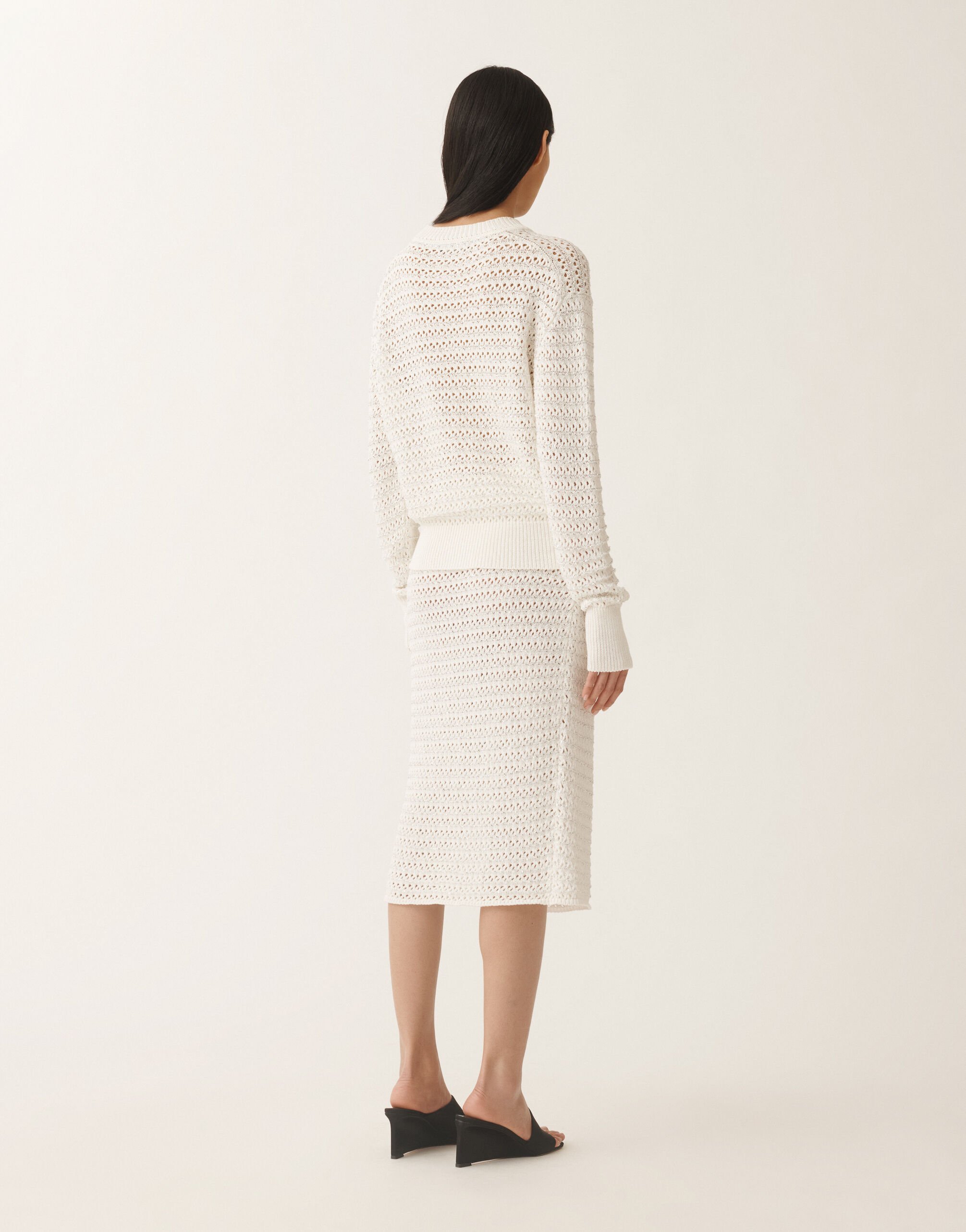 Fabiana Filippi Cotton sweater with sequins, white WHITE MAD275F570L3530000