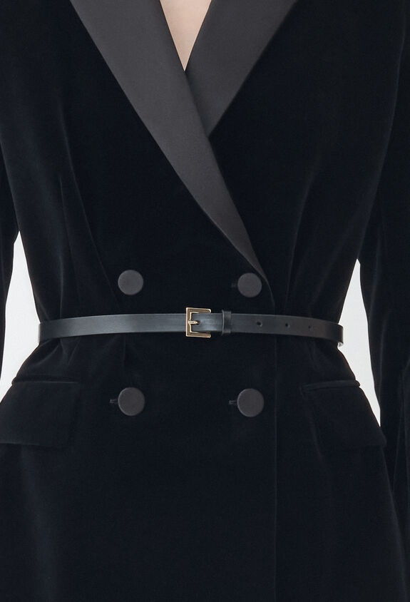 Fabiana Filippi LEATHER MINI BELT WITH SQUARE BUCKLE BLACK AAD224A955L1100000