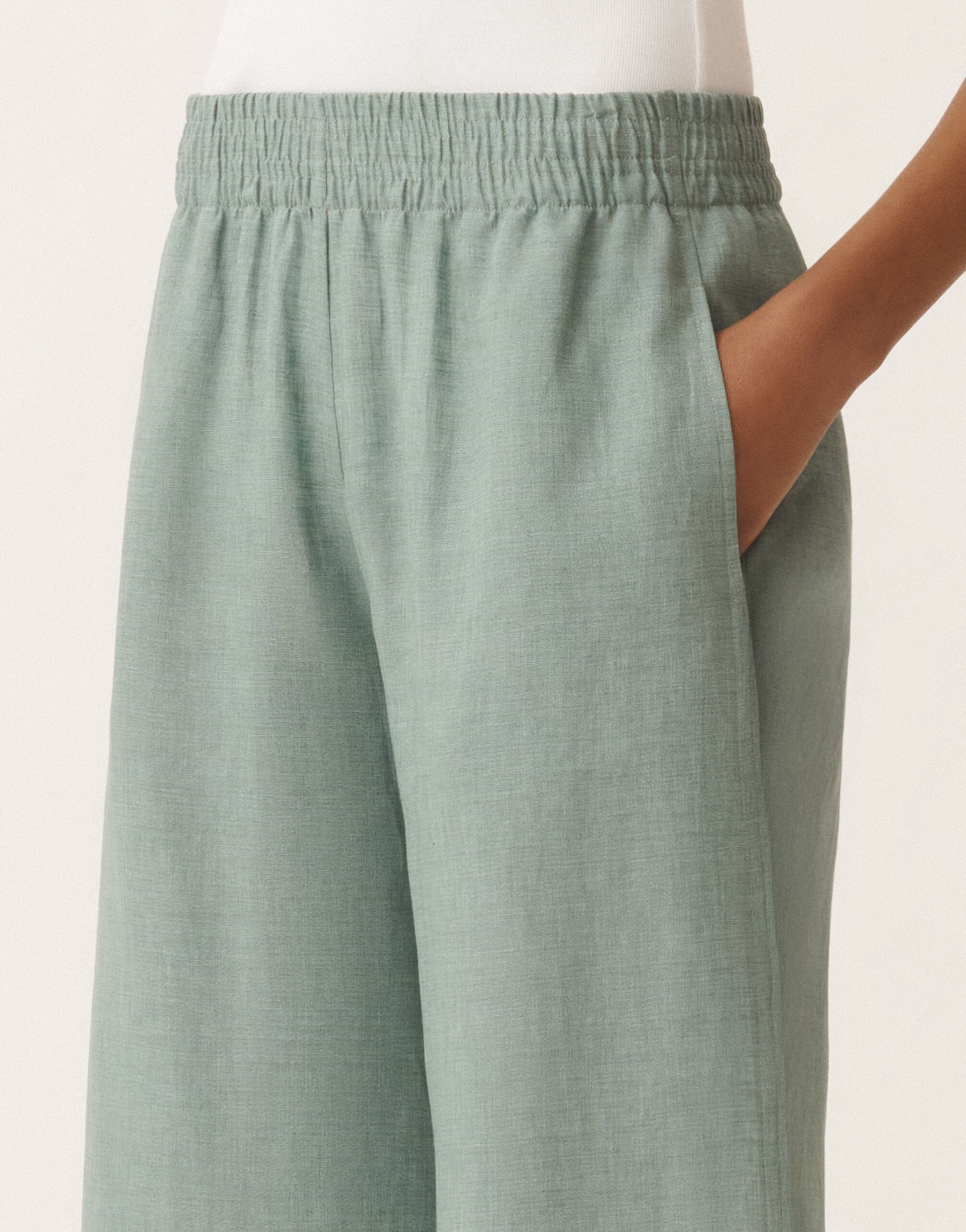 Fabiana Filippi Pantalon Amelia en toile de lin, bleu pétrole TURQUOISE PAD275F291D8350000
