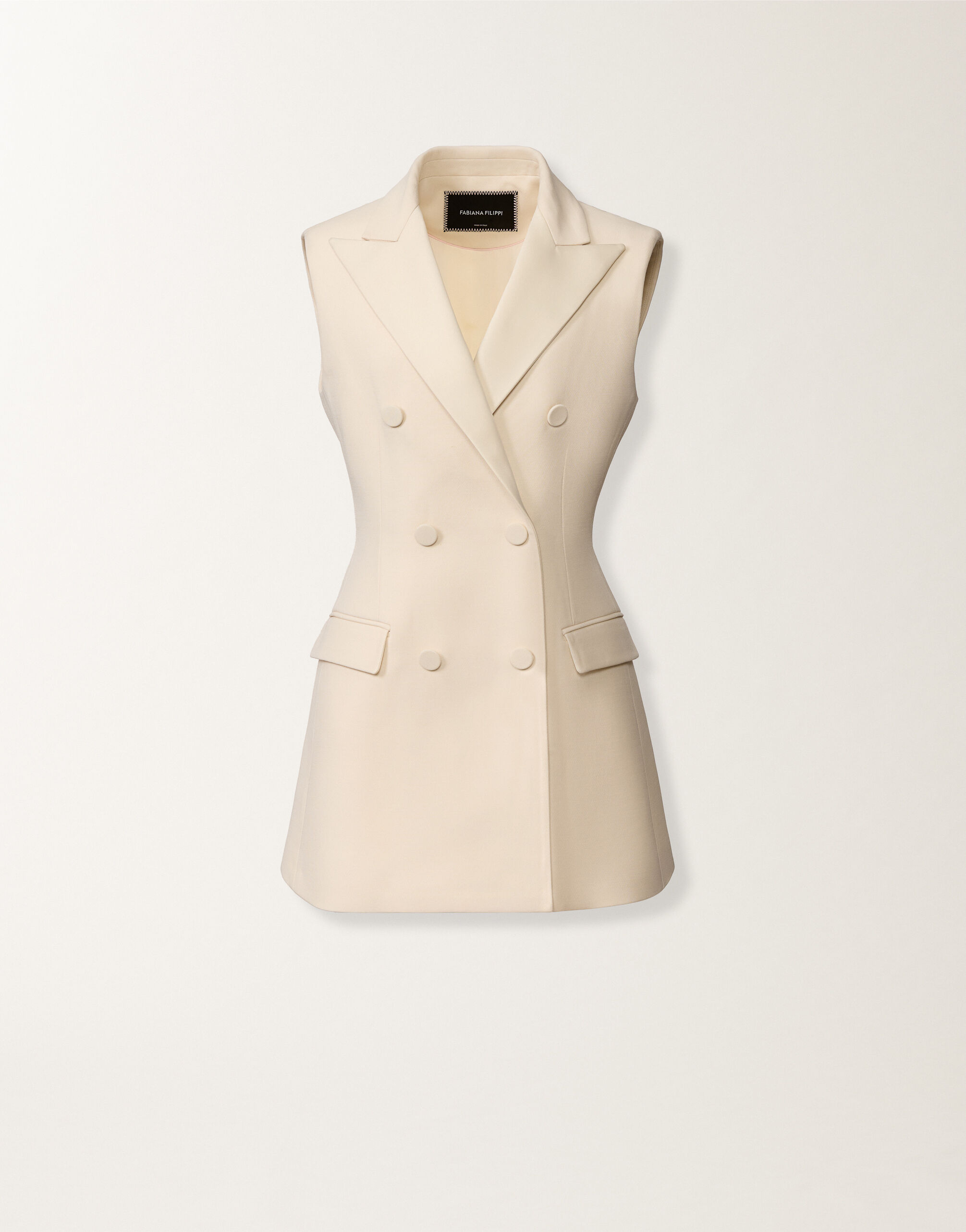 Fabiana Filippi Butter-colored long vest in wool and silk BUTTER GCD276F669M1390000