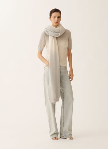 Fabiana Filippi Mohair scarf with gradient micro sequins, raffia and gray Gray SAD266A878L9000000