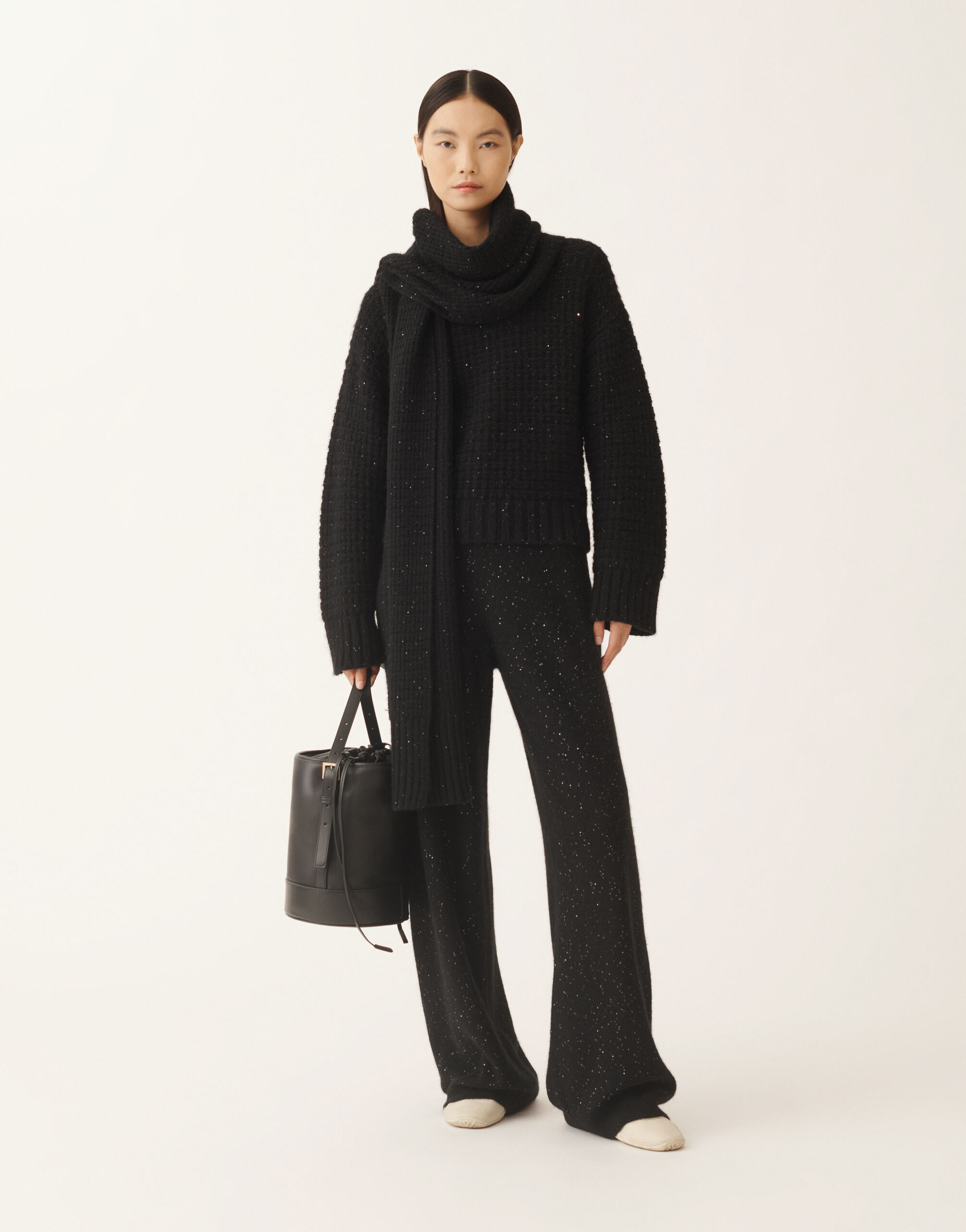 Fabiana Filippi Platinum sweater with sequins, black Black MAD225F104L6170000