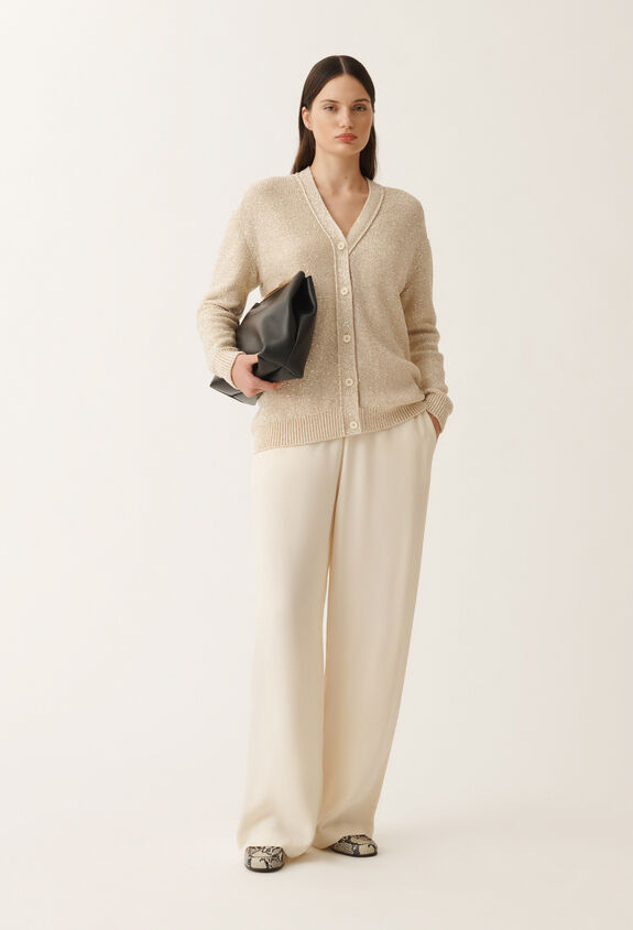 Fabiana Filippi Cardigan in maglia di cotone con paillettes, vaniglia VANIGLIA MAD275F555L3310000