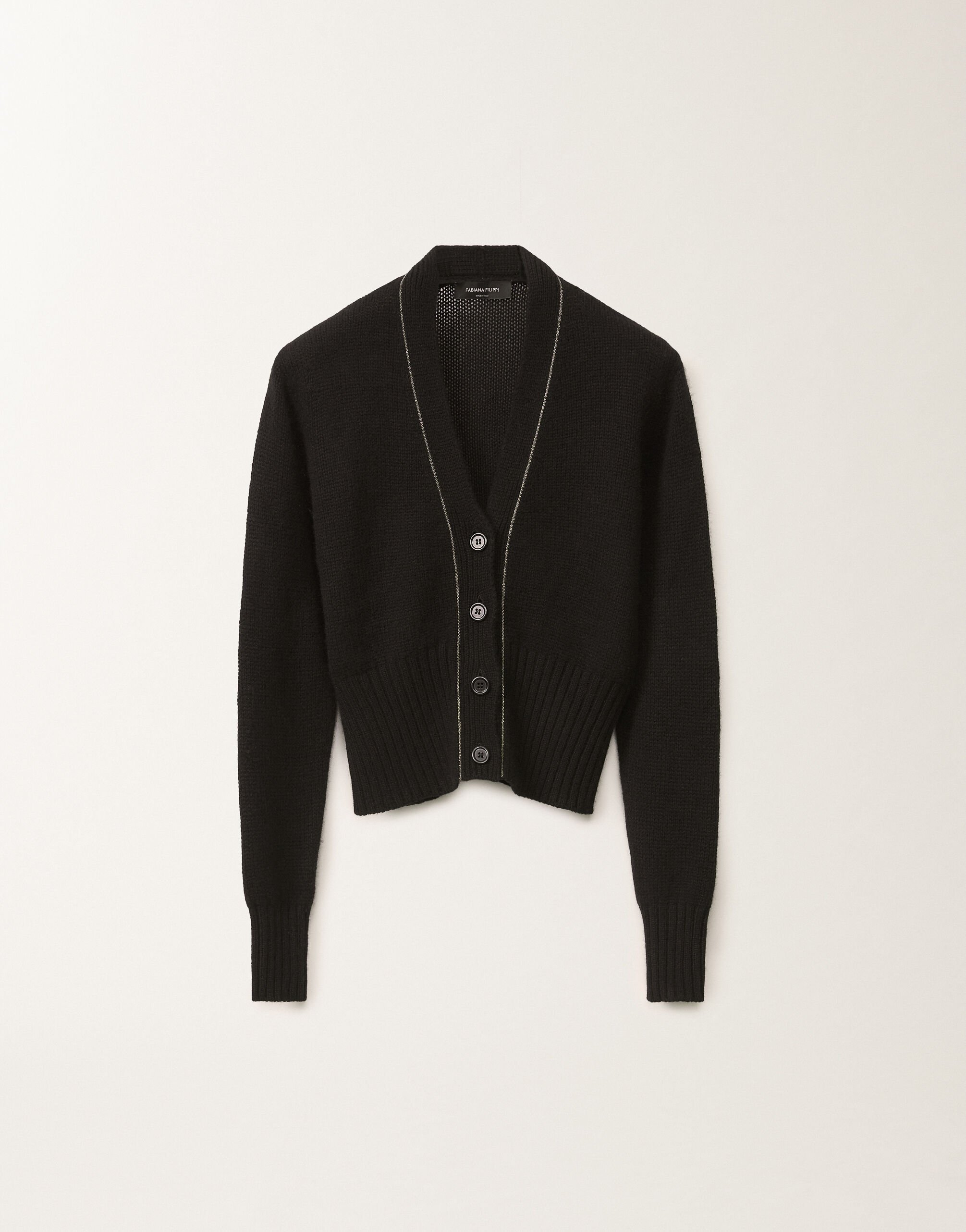 Fabiana Filippi Cardigan en gaze de cachemire, noir NOIR MAD265F038L1610000