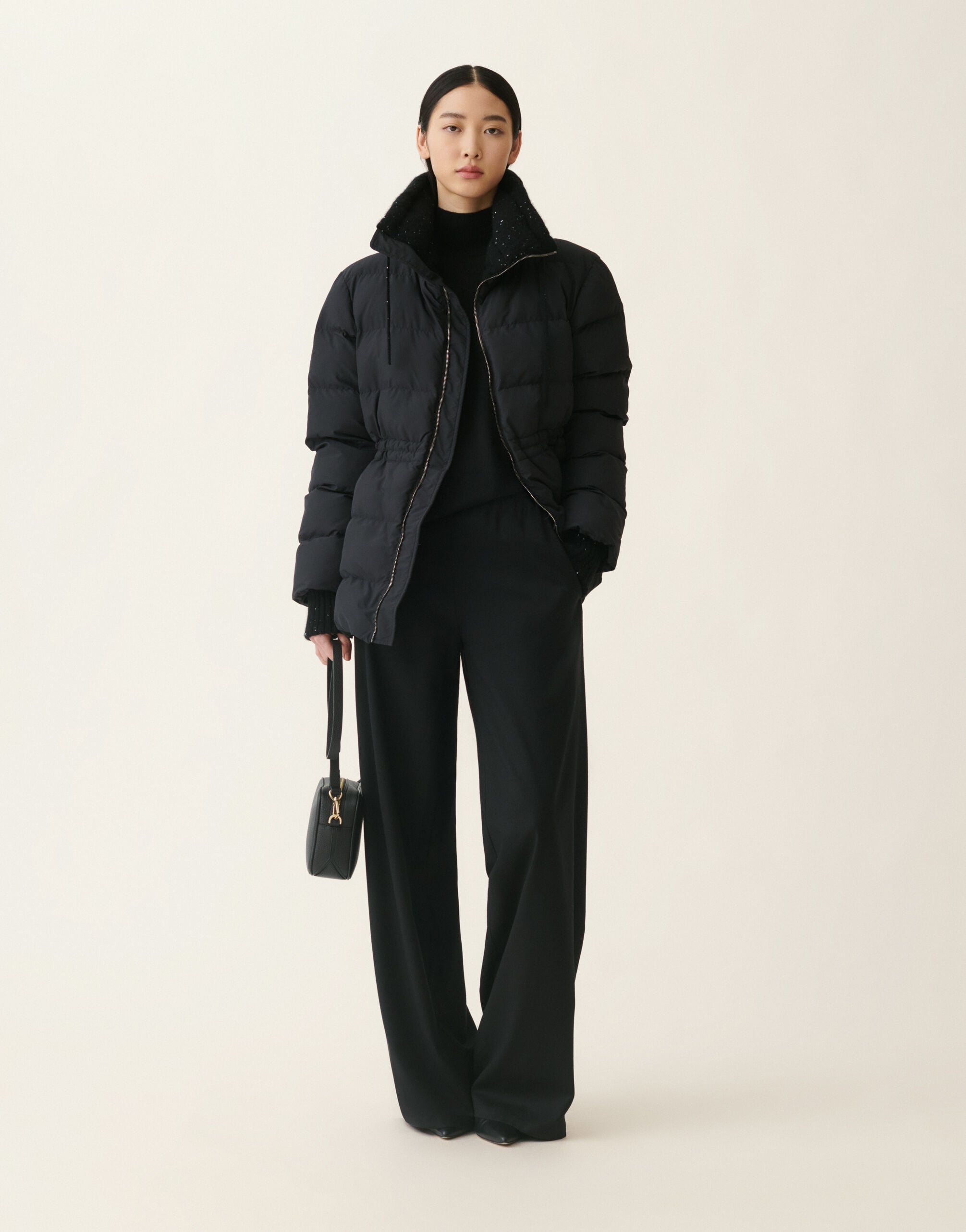 Midi ultralight technical down coat, black Fabiana Filippi Midi ultralight technical down coat, black Black CTD226F658M3960000