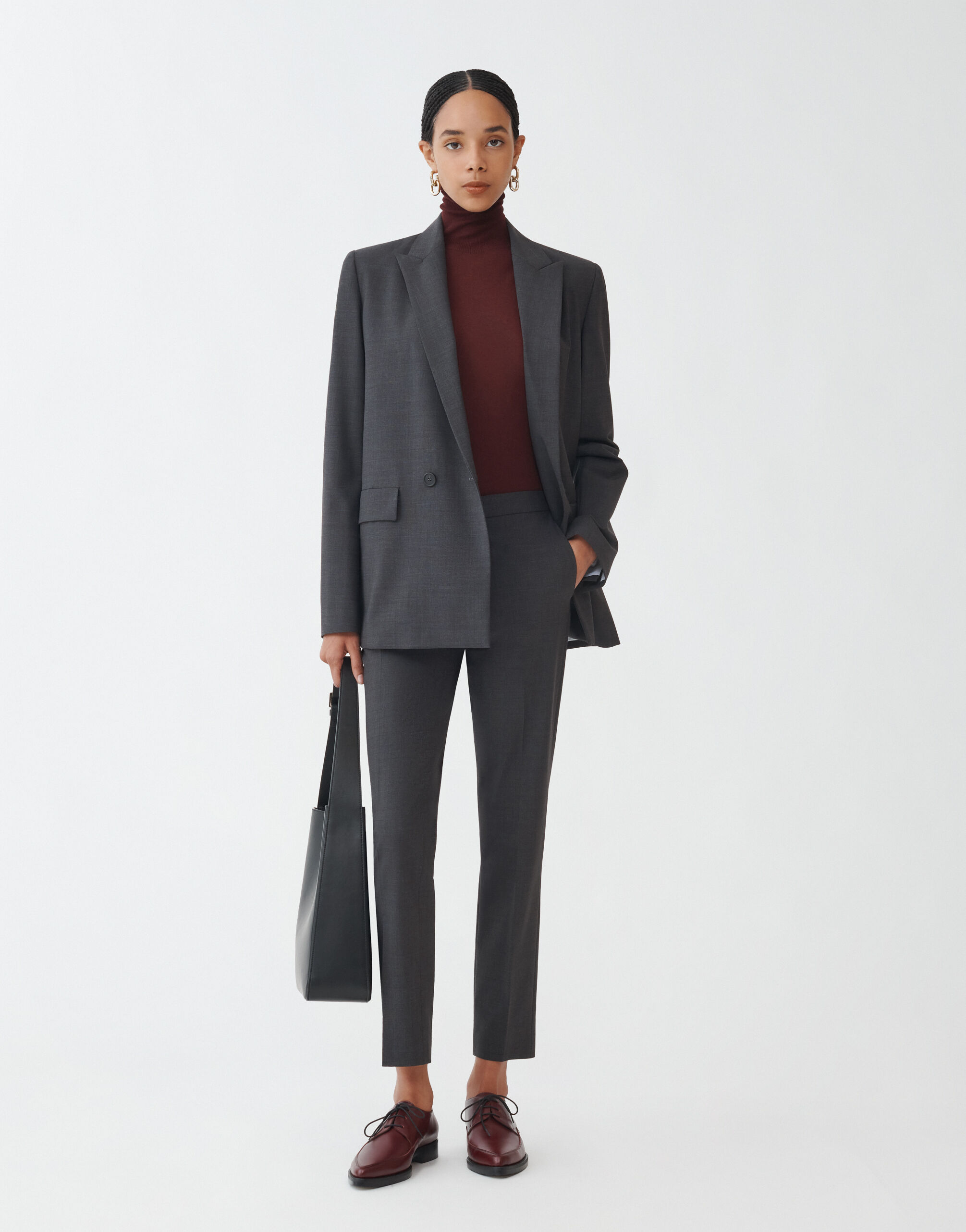 Fabiana Filippi Cool wool double-breasted jacket, charcoal CHARCOAL GCD264F162D6200000