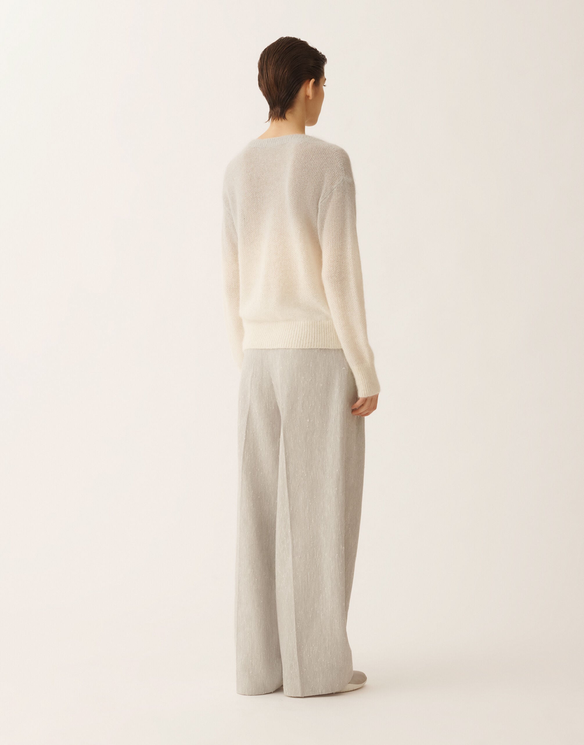 Mohair sweater with ombré sequins, raffia, and gray for Women