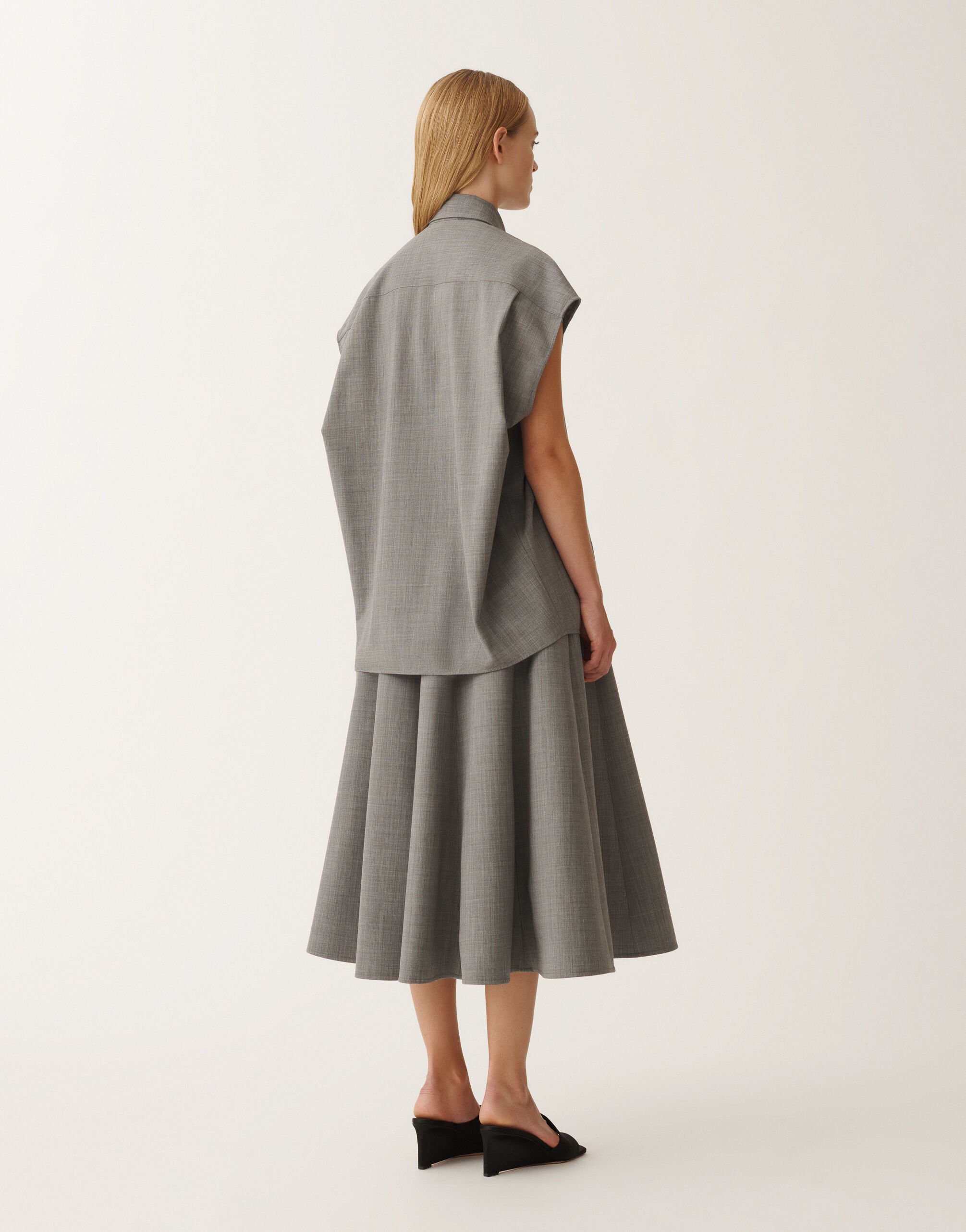 Fabiana Filippi Cool wool shirt, melange rock GREY CAD265F429D6200000