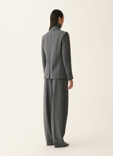 Fabiana Filippi Double-breasted pinstriped flannel jacket, charcoal Charcoal GCD226F177M4130000