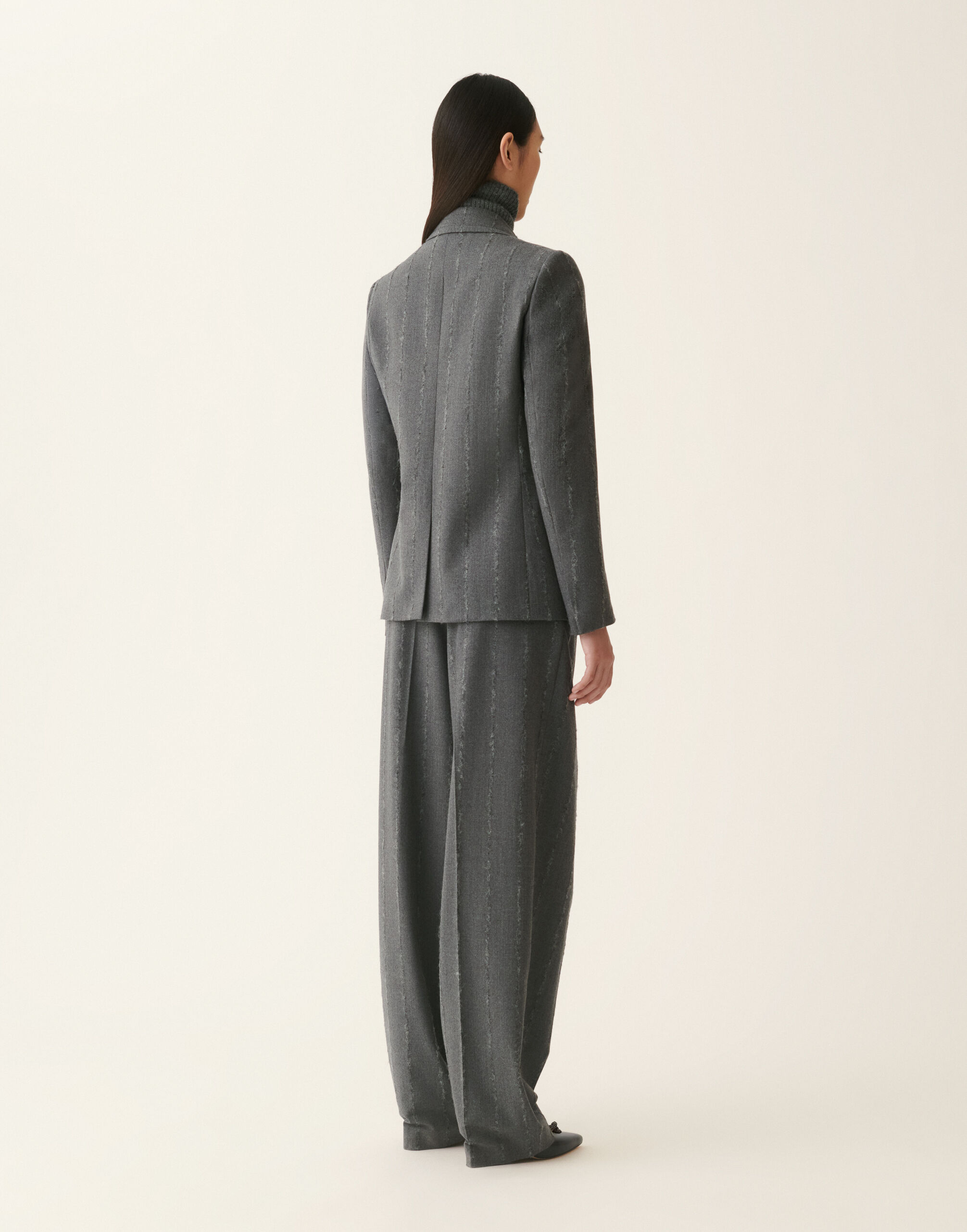Fabiana Filippi Double-breasted pinstriped flannel jacket, charcoal Charcoal GCD226F177M4130000