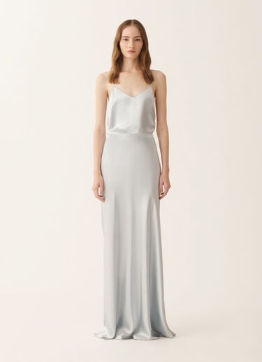 Fabiana Filippi Asymmetric skirt in aqua satin, aqua Blue GND266F401D9440000