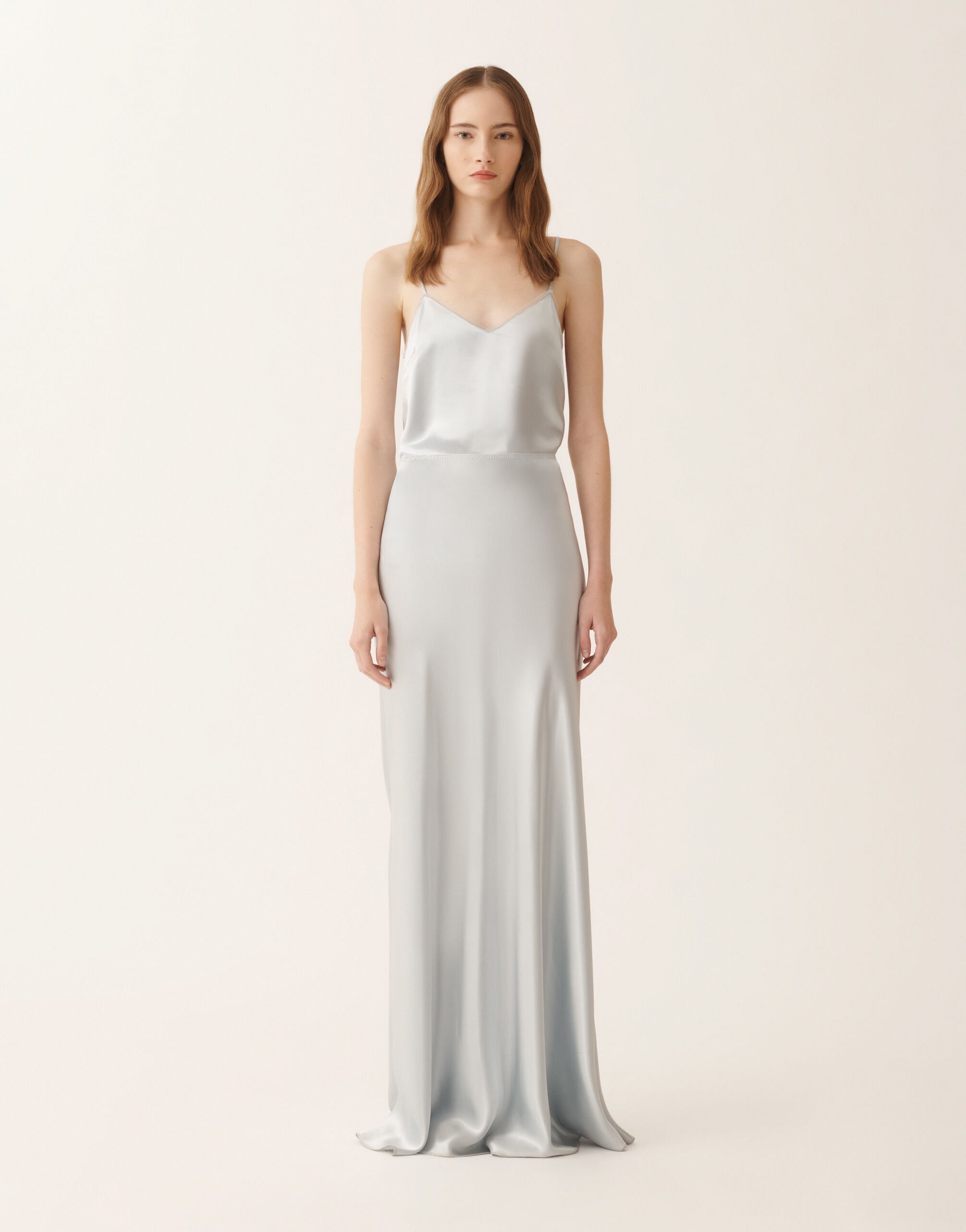 Fabiana Filippi Asymmetric skirt in aqua satin, aqua Blue GND266F401D9440000