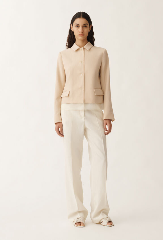 Fabiana Filippi Wool and linen mat jacket, sand BROWN GCD265F314D8220000