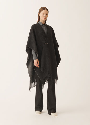 Fabiana Filippi Open wool and cashmere cape, slate and rock Grey SAD225A930L8470000