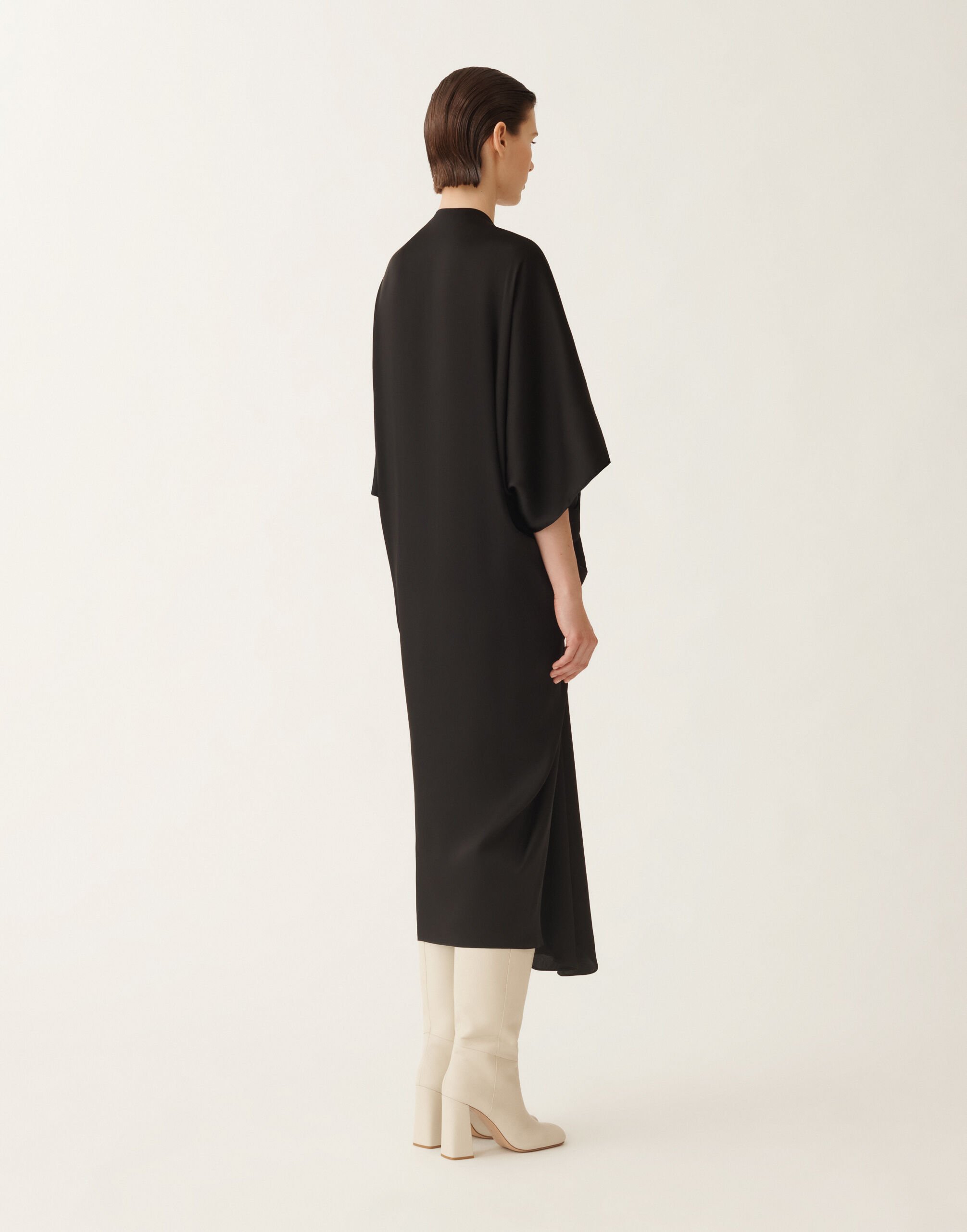 Dress in enver satin, black for Women | Fabiana Filippi®