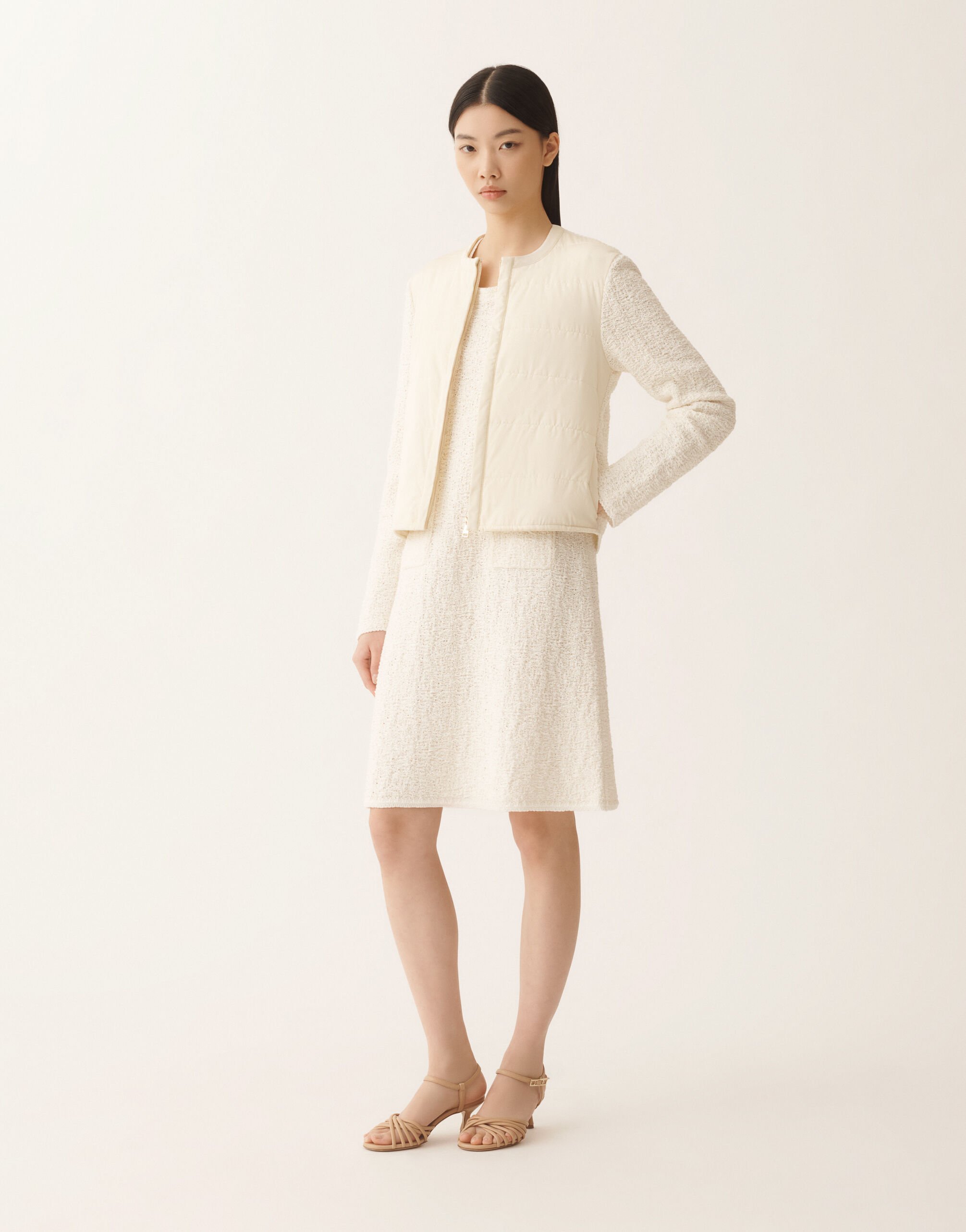 Fabiana Filippi Cotton tweed dress with sequins, butter BUTTER ABD276F684M2250000