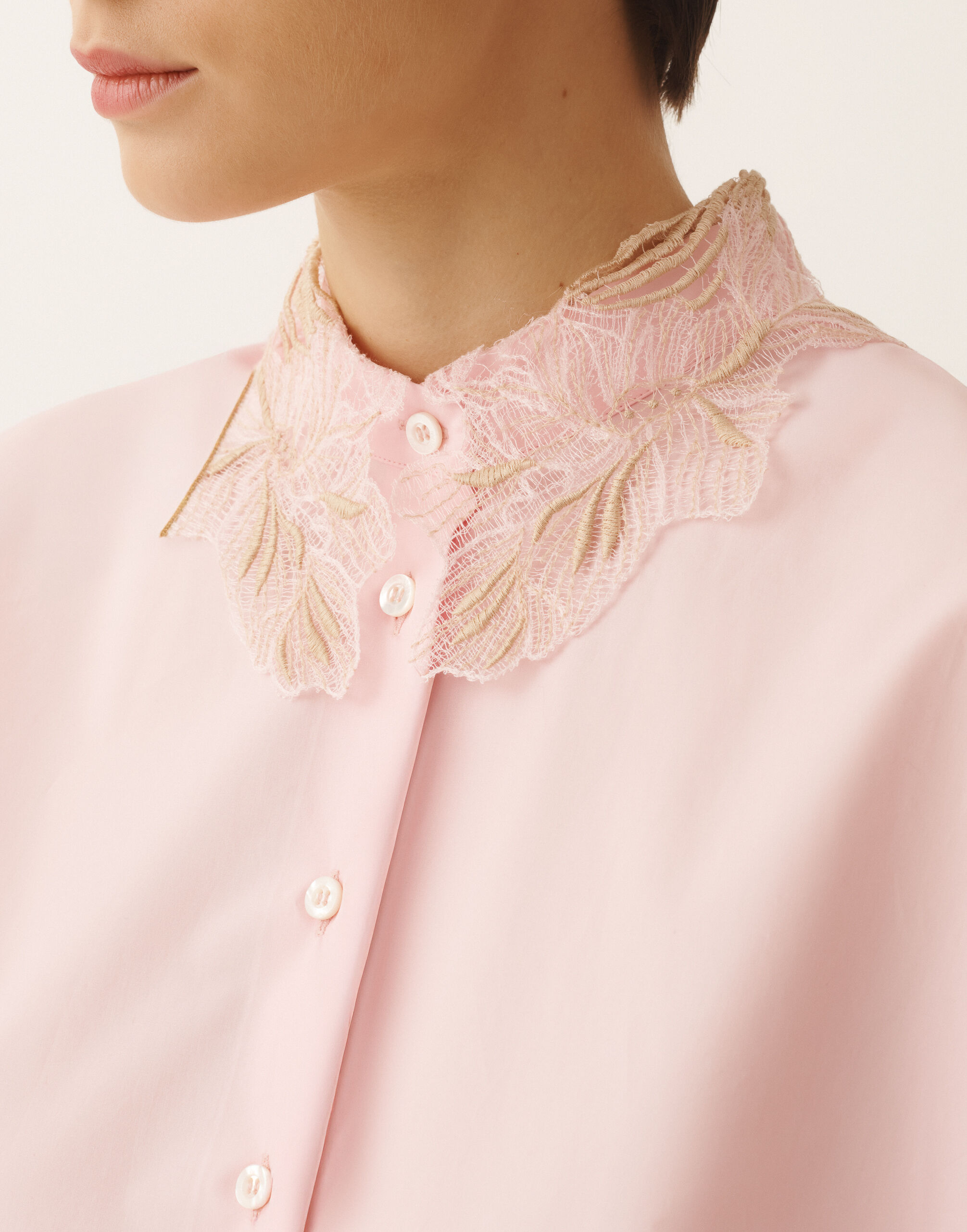 Sleeveless shirt in petal pink poplin for Women | Fabiana Filippi®