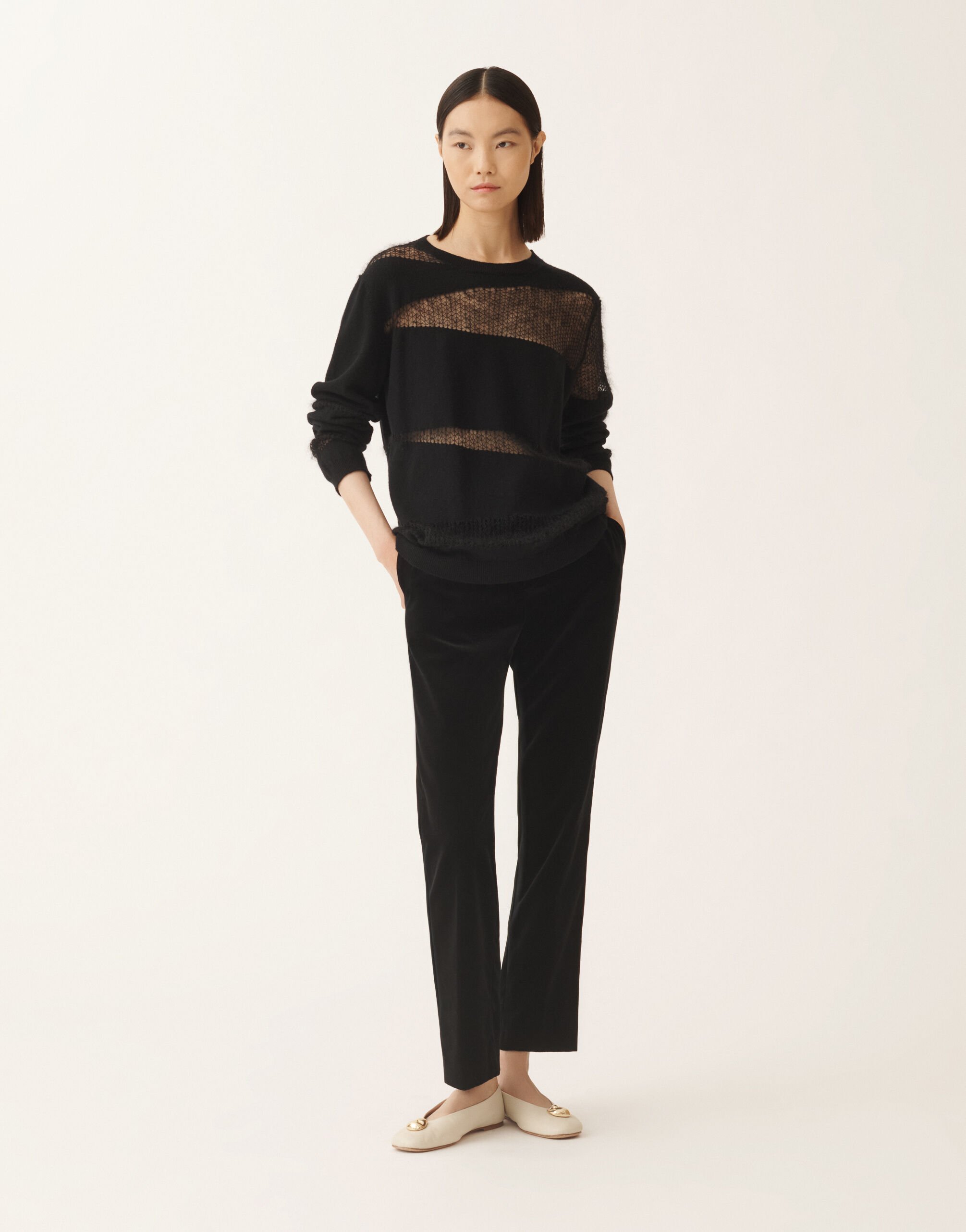 Montefalco trousers in velvet, black for Women | Fabiana