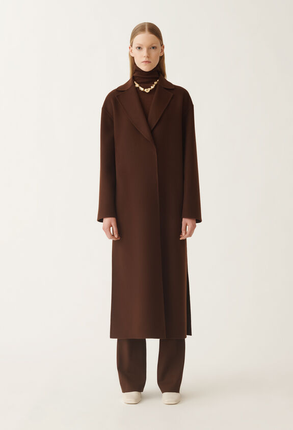Fabiana Filippi Double wool coat, ebony BROWN CTD215F235L5090000