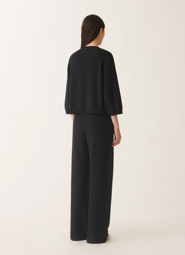 Fabiana Filippi Cotton and linen cape cardigan with sequins, midnight blue BLUE MAD275F528D2730000