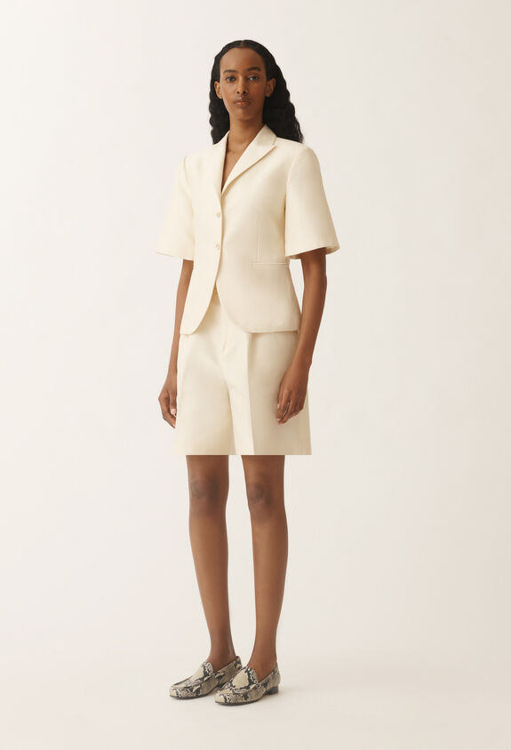 Fabiana Filippi Veste à manches courtes en coton et soie mikado, vanille VANILLE GCD275F677D7870000