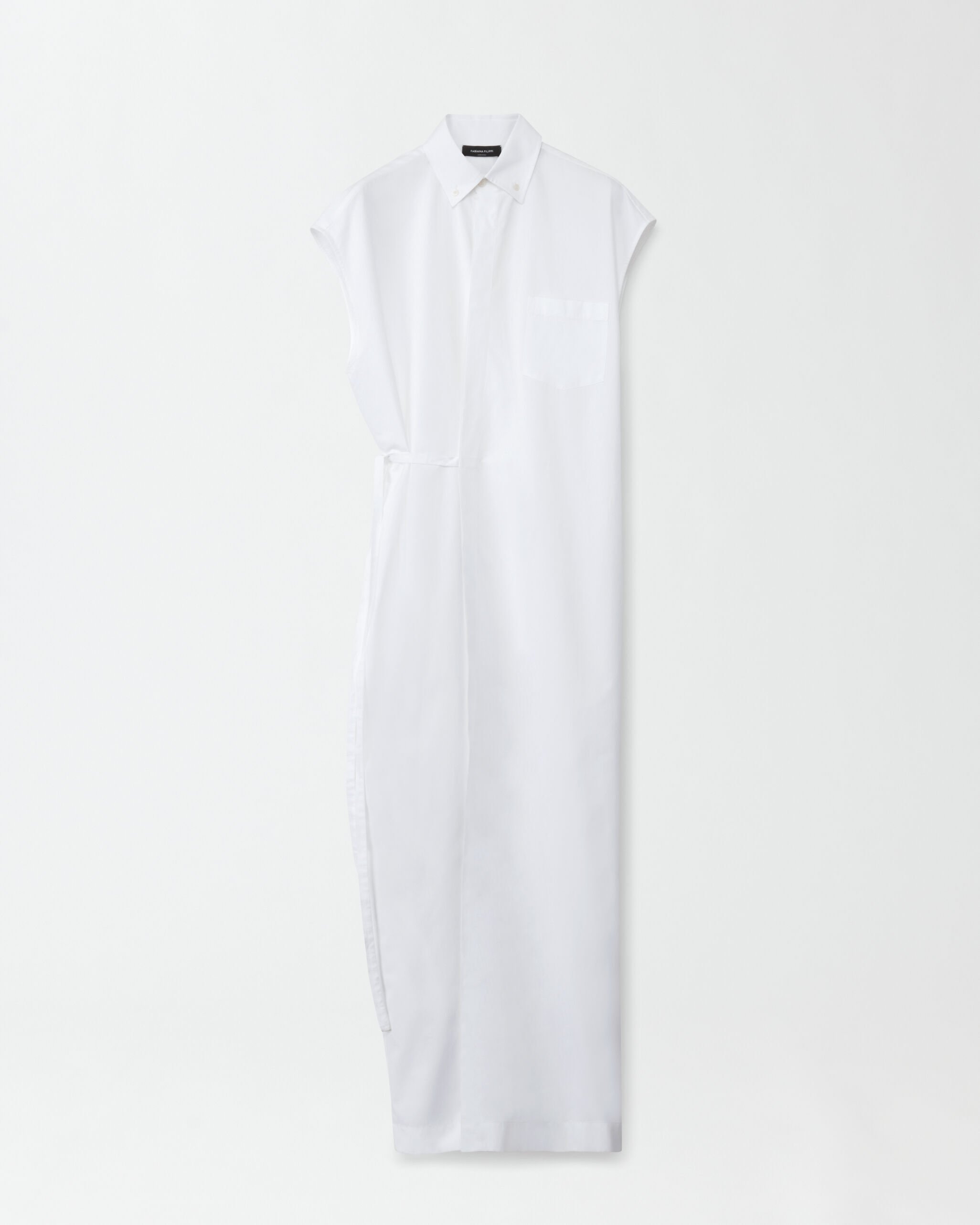Fabiana Filippi LINEN CLOTH ROBE DRESS WITH SHIRT COLLAR AND CHEST POCKET MANDARIN/PISTACHIO ABD274F499H4800000