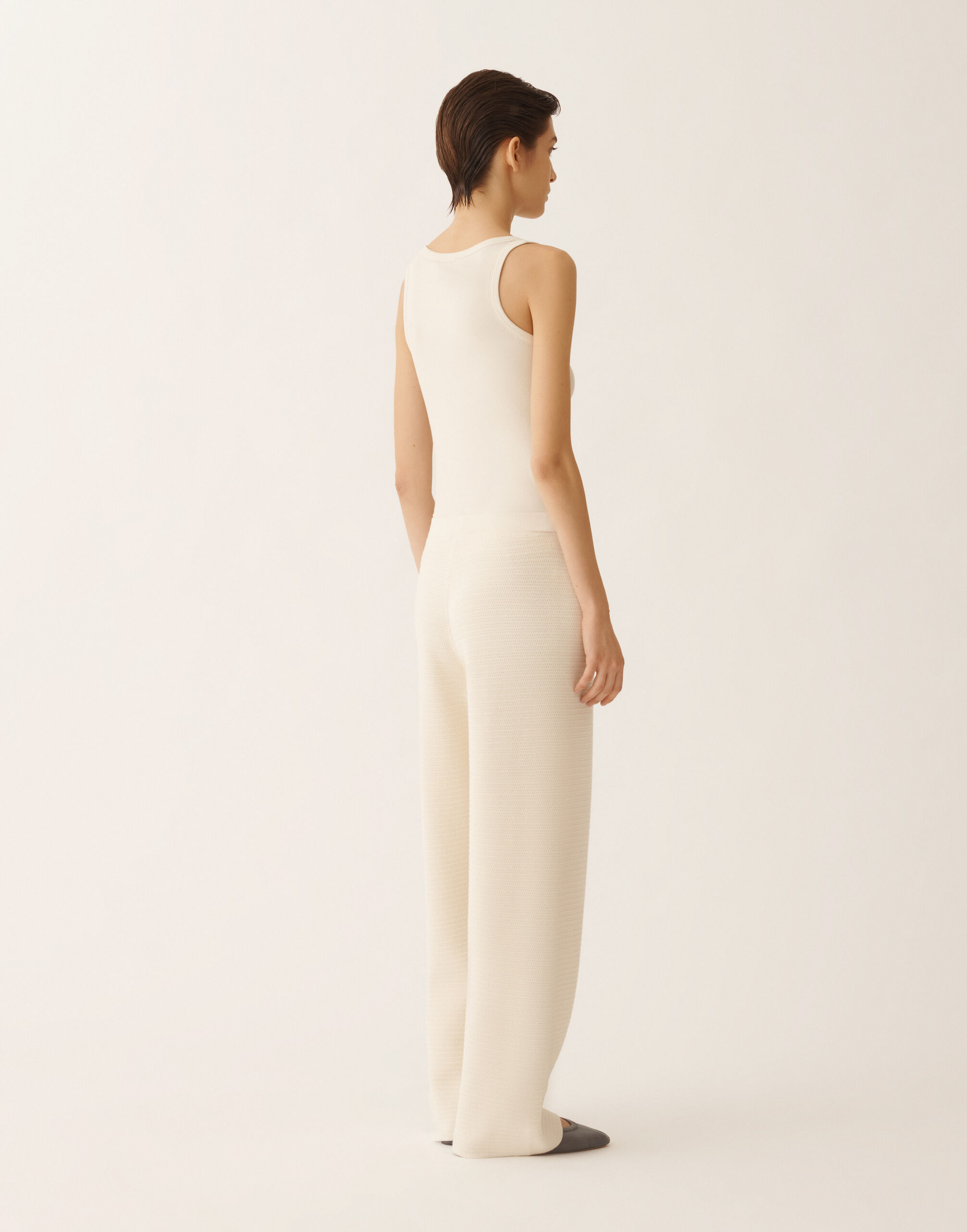 レディースJogging pants in wool and cotton, butter パンツ