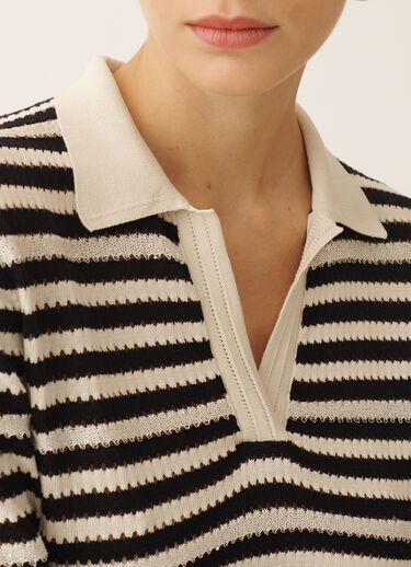 Fabiana Filippi Polo en coton biologique avec micro sequins, couleur beurre et bleu BLEU NUIT MAD276F474M1660000