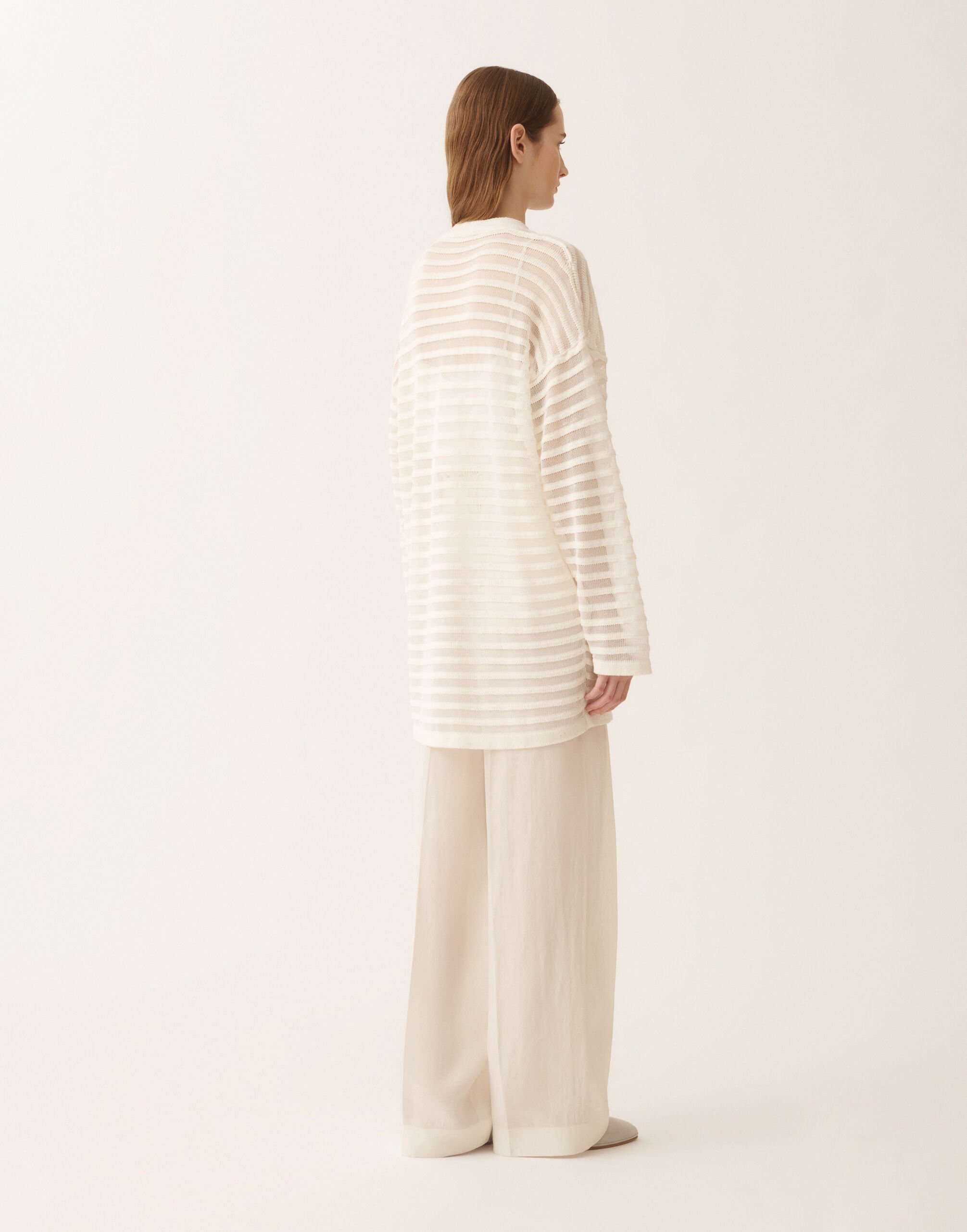 Fabiana Filippi White cotton and linen cardigan with sequins White MAD266F100L7680000