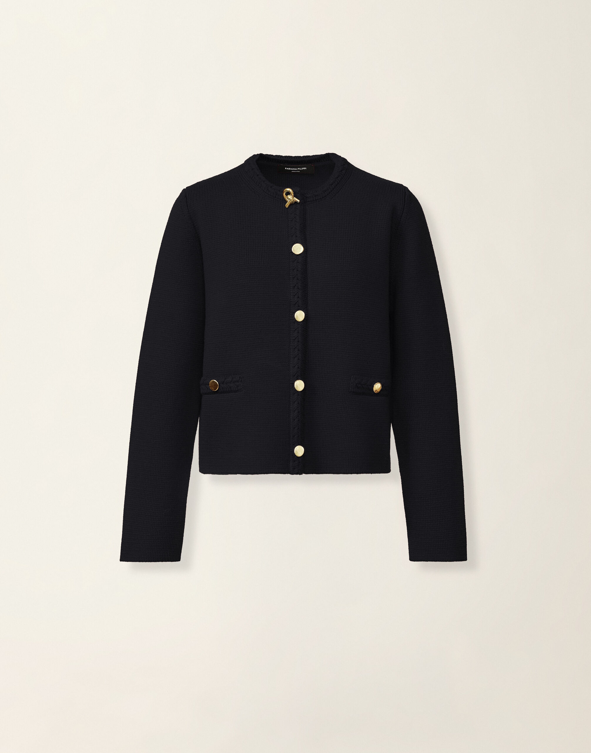 Merino wool cardigan, midnight blue Fabiana Filippi Merino wool cardigan, midnight blue Midnight blue GCD216F166D4620000