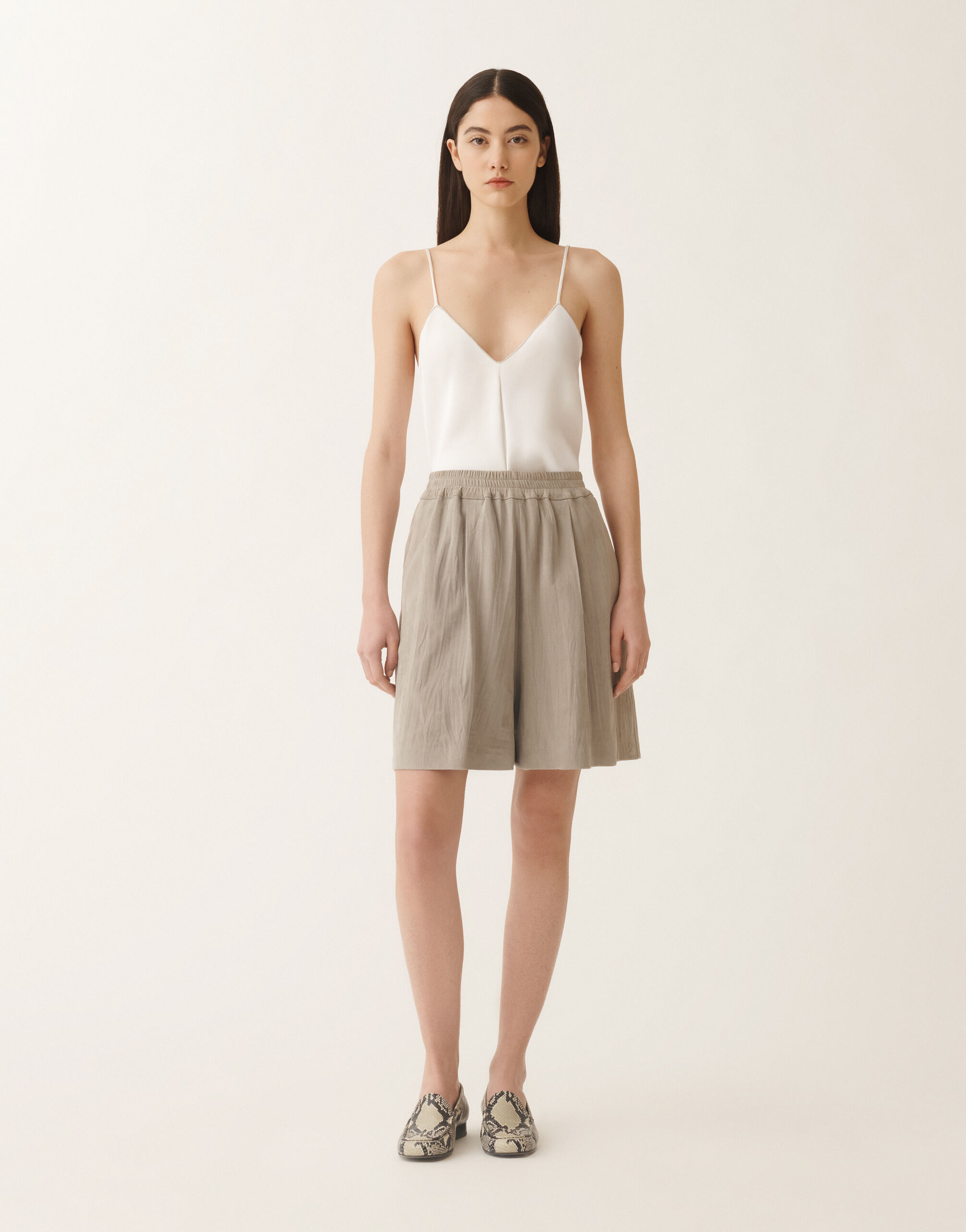 Fabiana Filippi Pleated suede shorts, clay CLAY PLD275F760D8620000