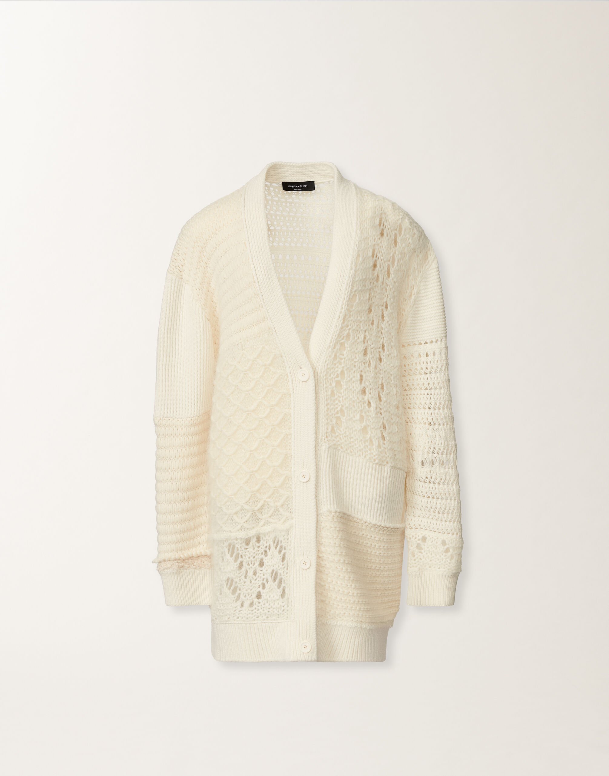 Fabiana Filippi Cardigan in Platinum and mohair, raffia White MAD225F523L7130000