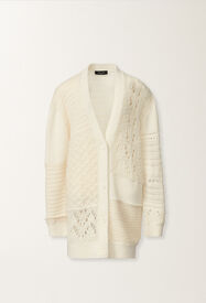 Fabiana Filippi Cardigan in Platinum and mohair, raffia White MAD225F523L7130000