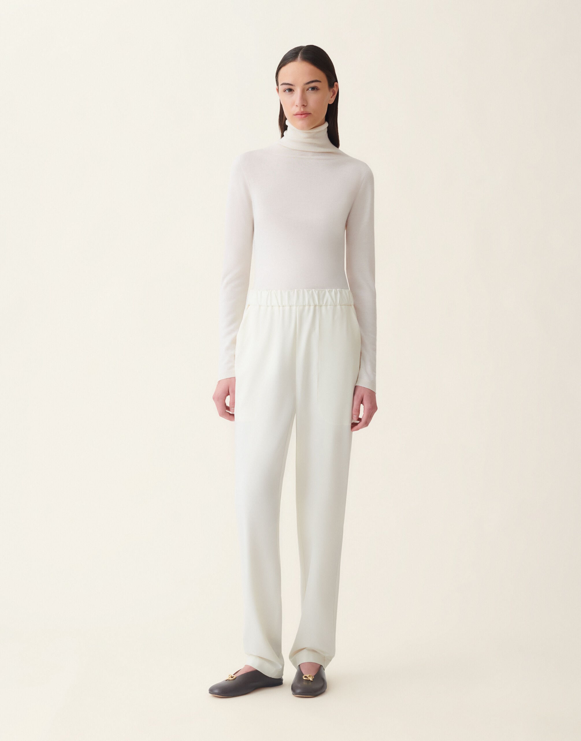 Fabiana Filippi Pantalón en tecno tailoring, mantequilla Mantequilla PAD216F304M5210000