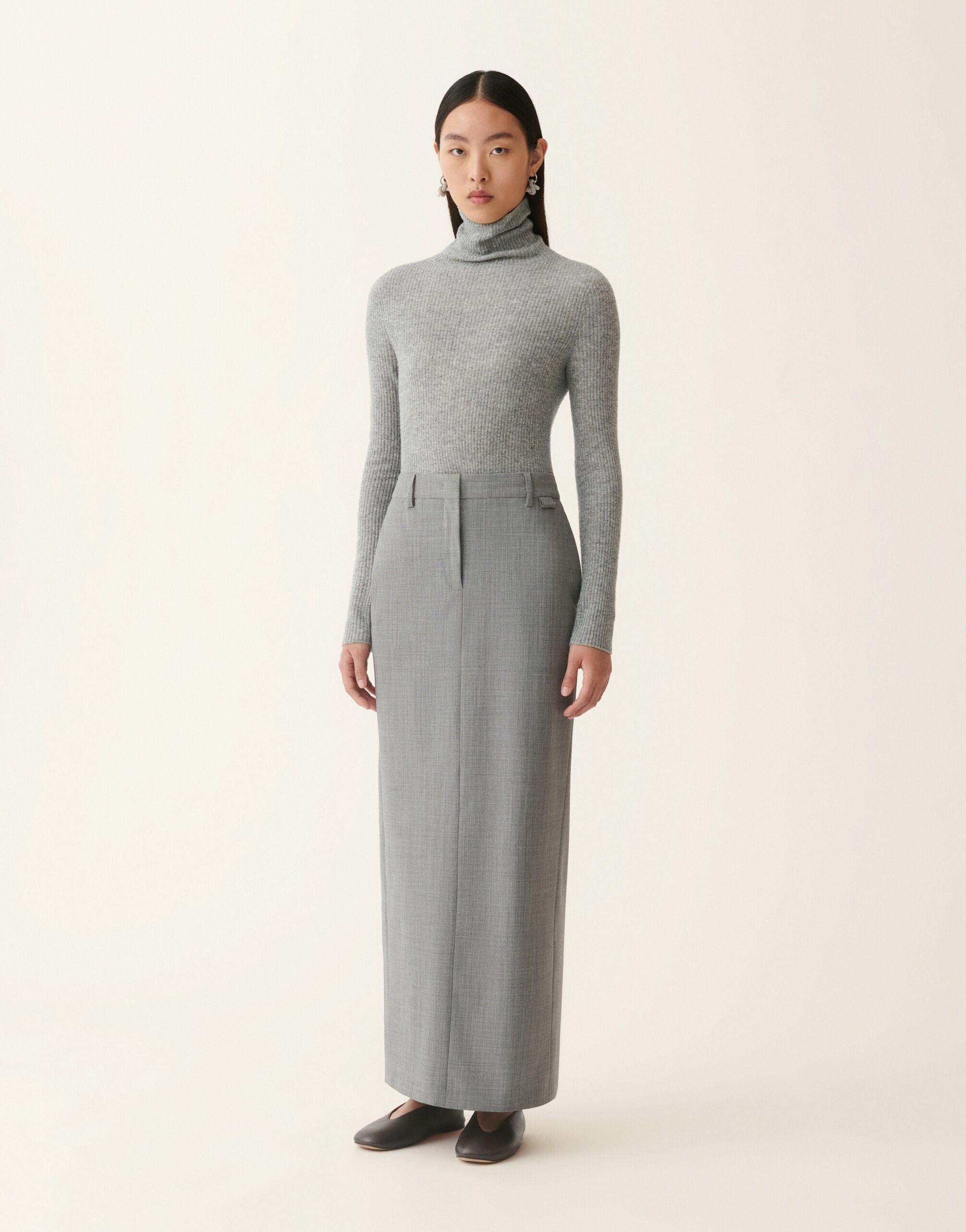 Pencil skirt in bi-stretch fresco wool, Melange Fabiana Filippi Pencil skirt in bi-stretch fresco wool, Melange Melange GND226F774M3860000