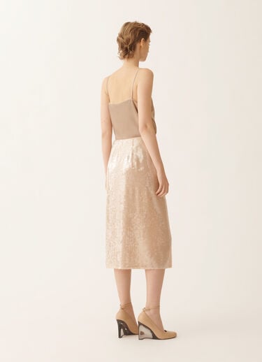 Fabiana Filippi Pencil skirt with water-effect sequins, nude Beige GND266F414L7930000
