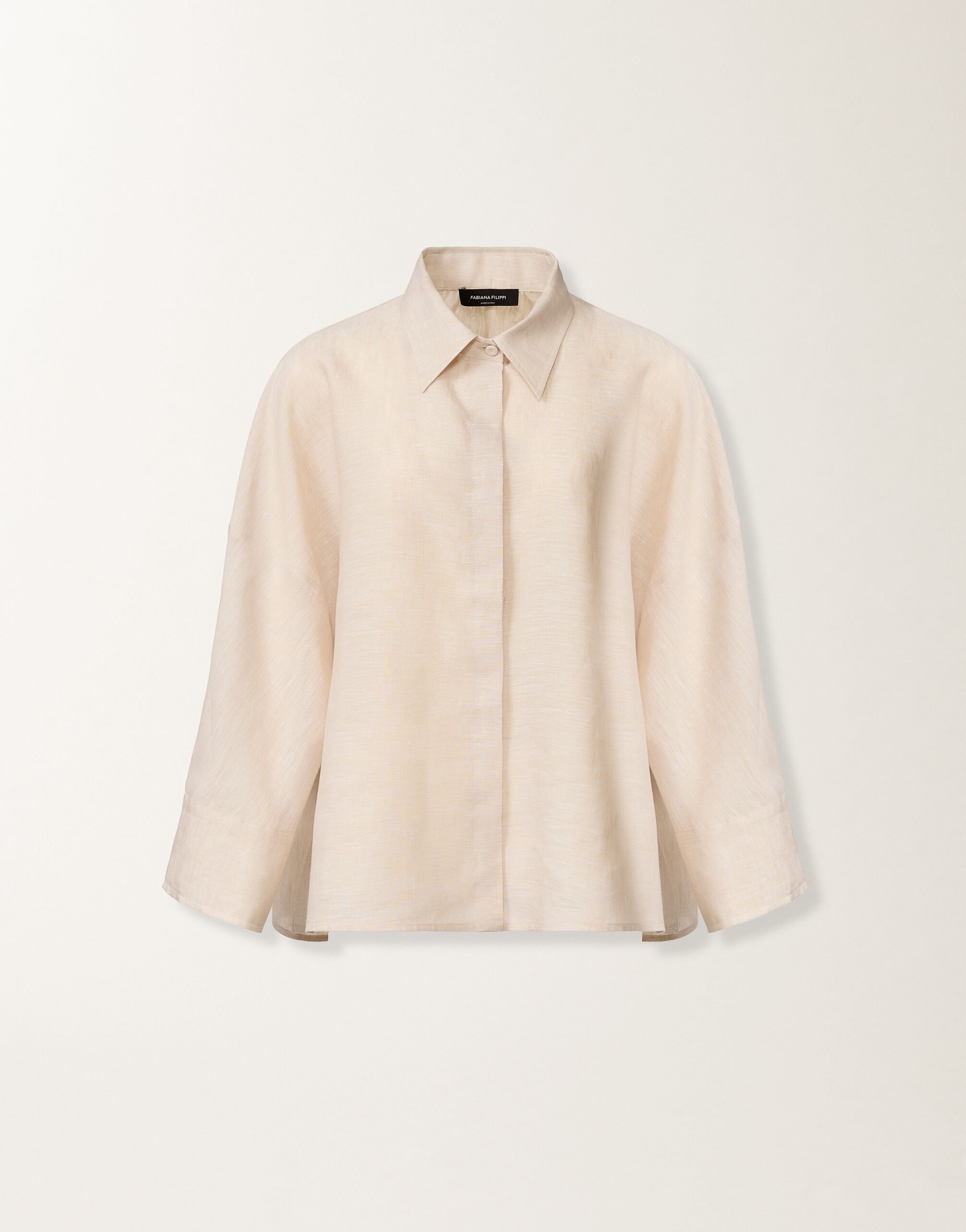 Fabiana Filippi Camicia cropped in tela di lino, naturale NATURALE CAD276F309M1610000