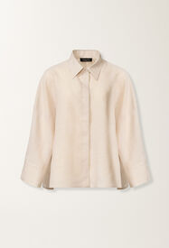 Fabiana Filippi Camicia cropped in tela di lino, naturale NATURALE CAD276F309M1610000