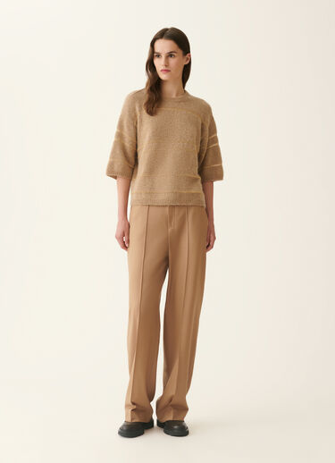 Striped Platinum and mohair sweater, beech Fabiana Filippi Striped Platinum and mohair sweater, beech Beech MAD226F388M4770000