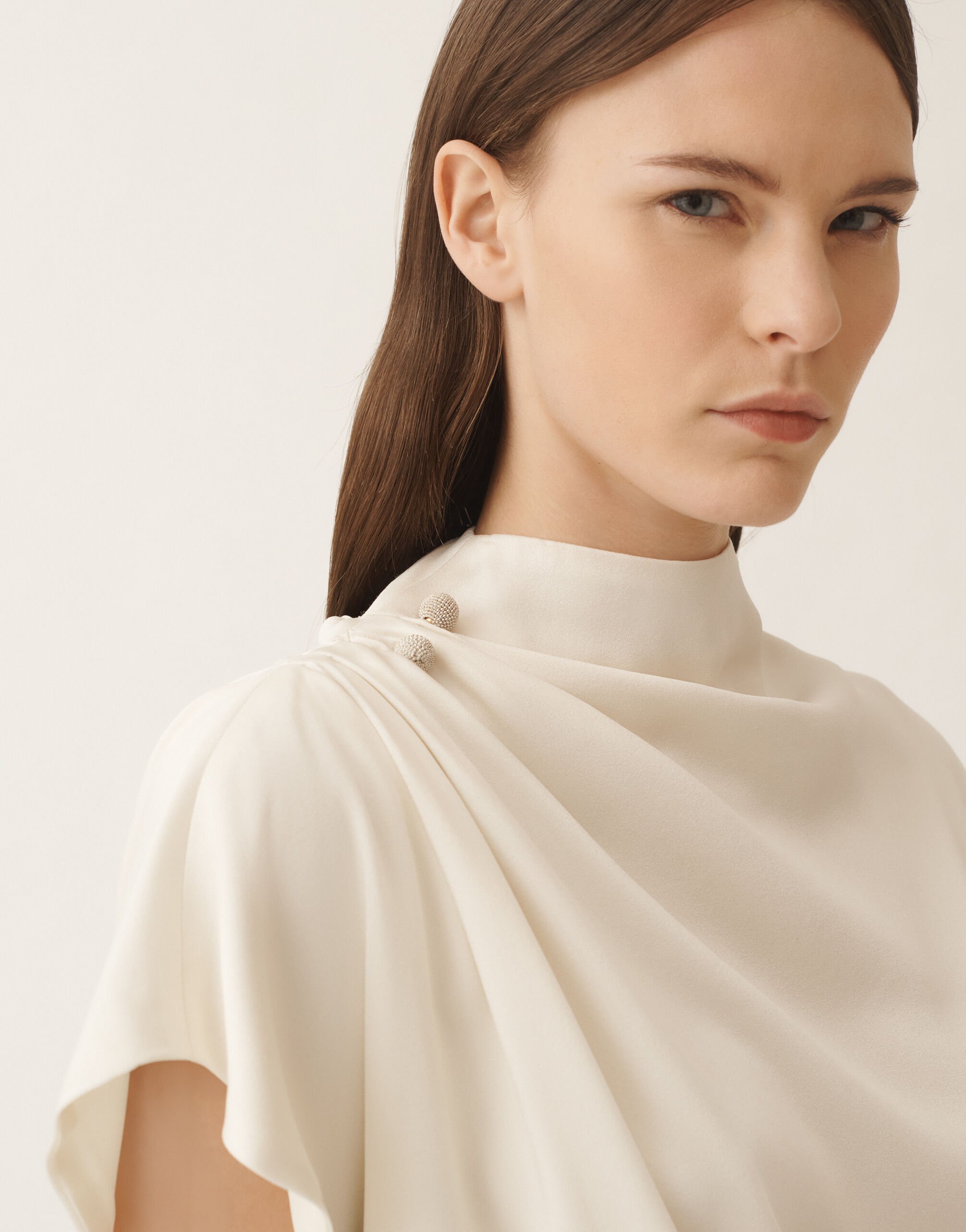 Fabiana Filippi Envers satin dress, butter WHITE ABD215F169L5960000
