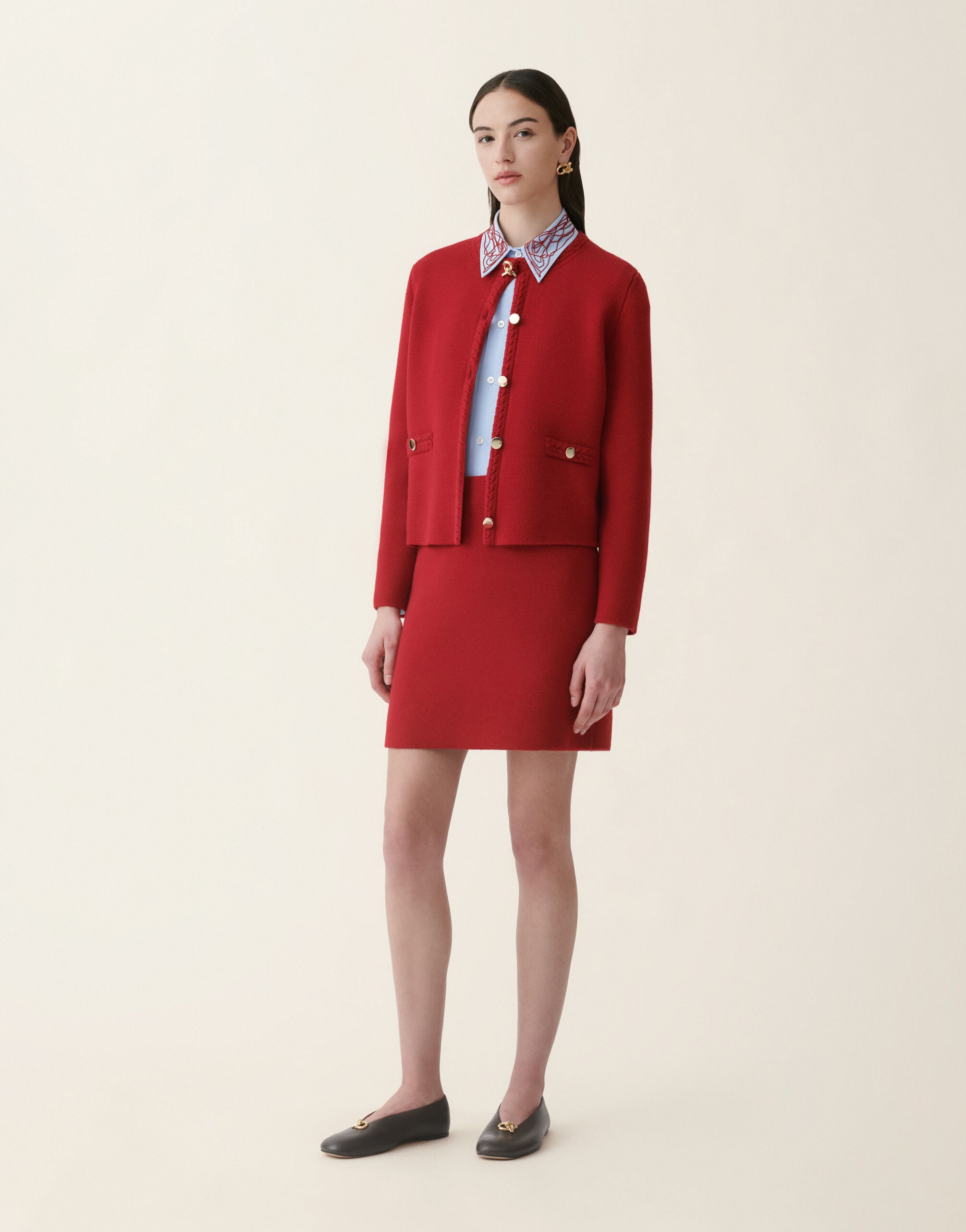 Fabiana Filippi Minigonna in lana merino, rosso Rosso GND216F325D4620000