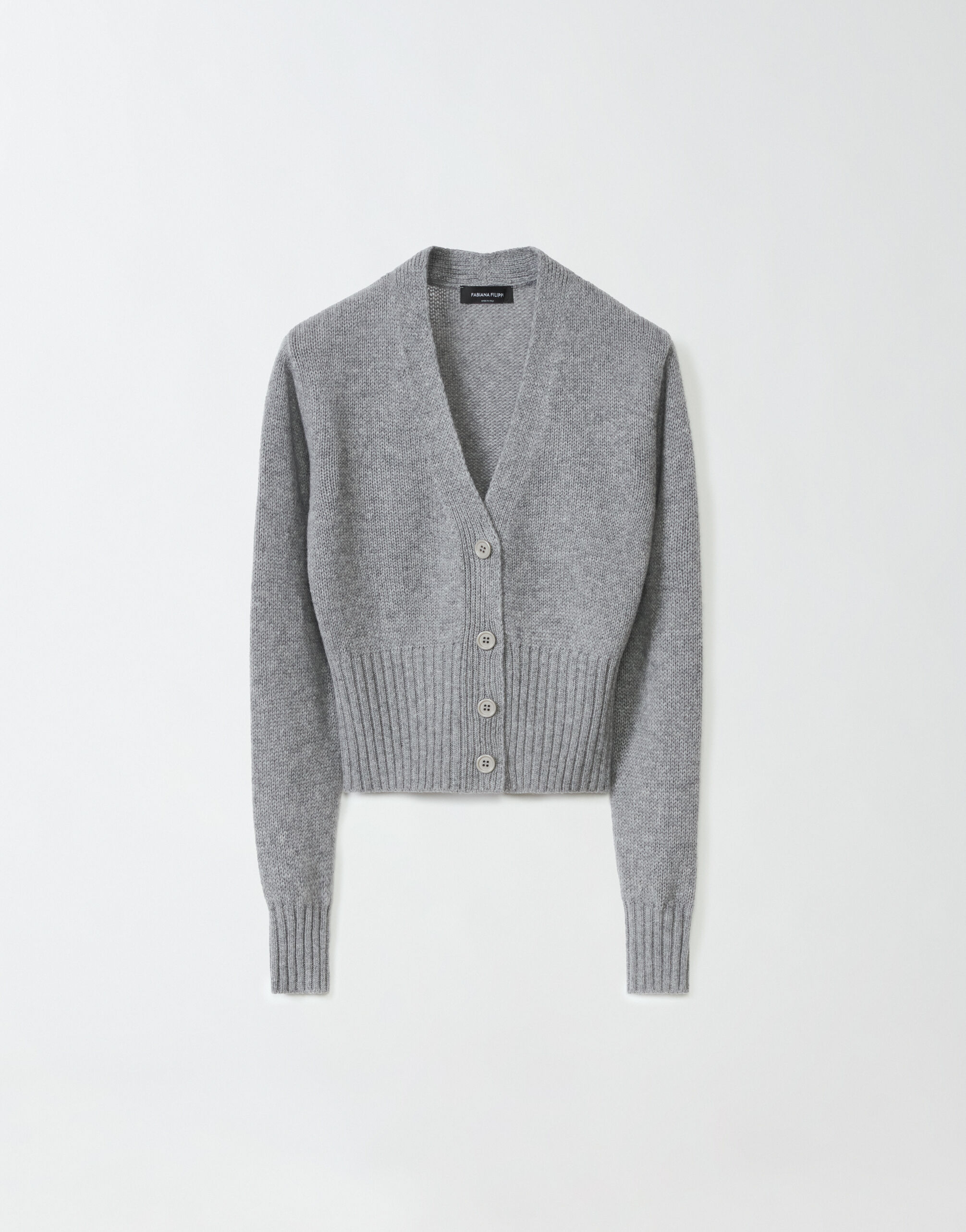 Fabiana Filippi Brushed cashmere cropped cardigan, melange rock MELANGE ROCK MAD264F038N9000000
