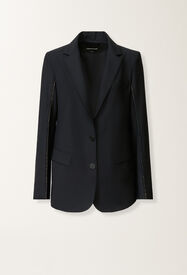 Fabiana Filippi Oversized jacket in night blue bistretch lightweight wool Blue GCD266F218L7710000