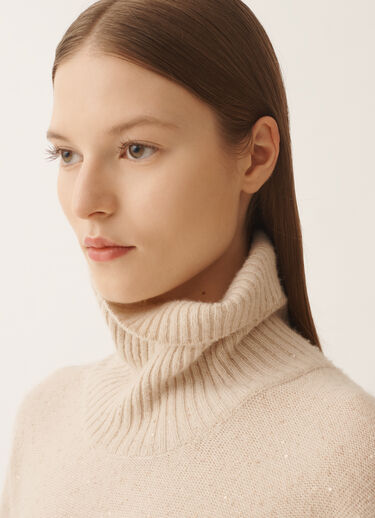 Fabiana Filippi Wool and silk sweater with sequins, cord Beige MAD225F528D2960000