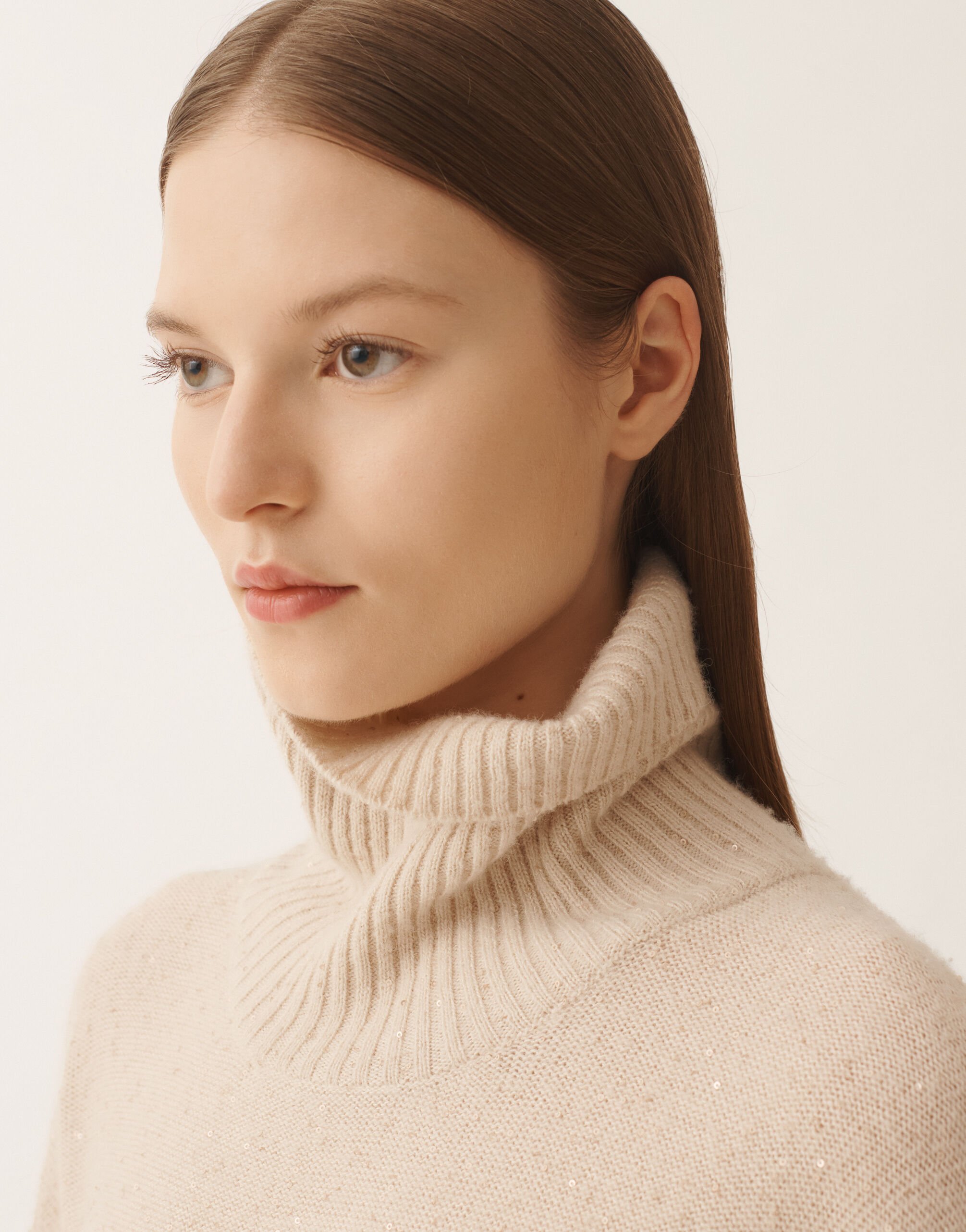 Fabiana Filippi Wool and silk sweater with sequins, cord Beige MAD225F528D2960000