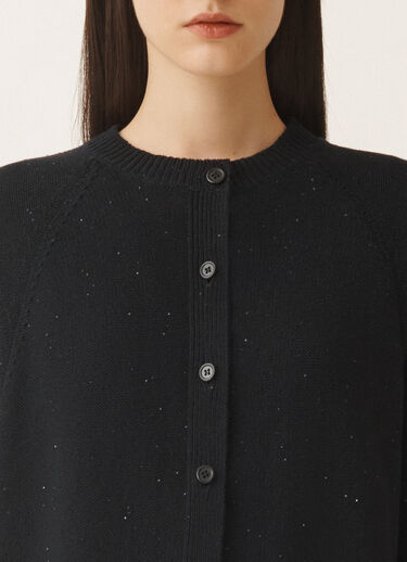 Fabiana Filippi Cotton and linen cape cardigan with sequins, midnight blue BLUE MAD275F528D2730000