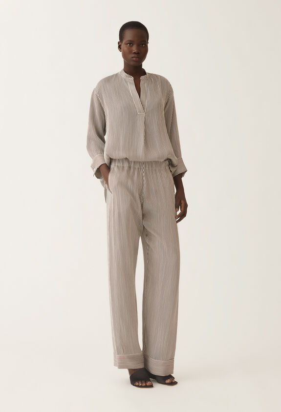 Fabiana Filippi Striped viscose and silk shirt, black and white WHITE/BLACK CADC02F351H8940000